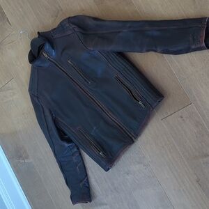 Black Rivet Brown Leather motorcycle-style jacket
